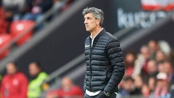 Real Sociedad head coach Imanol Alguacil during the La Liga match between Athletic Club and Real Sociedad played at San Mames Stadium on April 15 2023 in Bilbao, Spain. (Photo by Cesar Ortiz / Pressinphoto / Icon Sport)