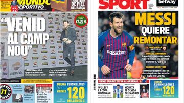 Messi, la esperanza de la Copa en la prensa de Barcelona