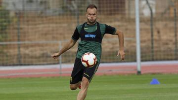 Juan Cala, durante una sesi&oacute;n de entrenamiento con Las Palmas.