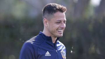 Javier Hernández en un entrenamiento con el LA Galaxy