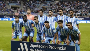 Once del Málaga contra el Sporting,.