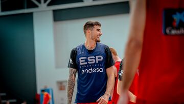 Juancho Hernangómez, ala-pívot de la Selección, durante un entrenamiento en el Triángulo de Oro.