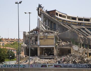 Aspecto de la demolición del Estadio Vicente Calderón a 24 de julio de 2019.
