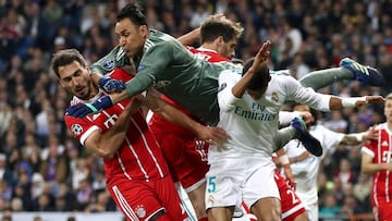 Keylor, en una acci&oacute;n del partido ante el Bayern.