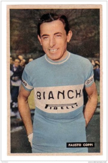 01. Fausto Coppi con el maillot del Bianchi.