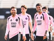 Lionel Messi y Rodrigo De Paul en uno de los primeros entrenamientos de Inter Miami en la pretemporada del 2026. (Inter Miami CF)
