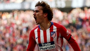 Antoine Griezmann durante el Atl&eacute;tico de Madrid-Real Madrid de LaLiga en el Wanda Metropolitano.