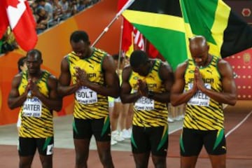 Nickel Ashmeade, Asafa Powell, Usain Bolt y Nesta Carter.