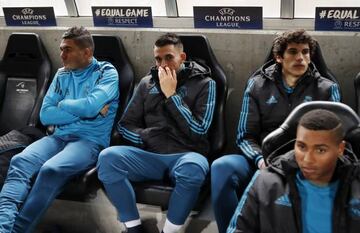Ceballos (second left) looks on from the bench during Real Madrid's Champions League win at APOEL on Tuesday.