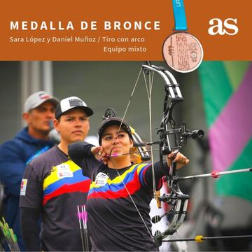 Sara López y Daniel Muñoz ganaron la medalla de bronce en tiro con arco equipo mixto. 