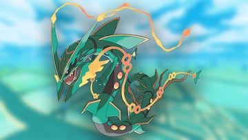 Rayquaza es un Pokémon legendario de tipo dragón/volador introducido en la tercera generación. Es la mascota de Pokémon Esmeralda. Forma parte del trío creador junto con Groudon y Kyogre.