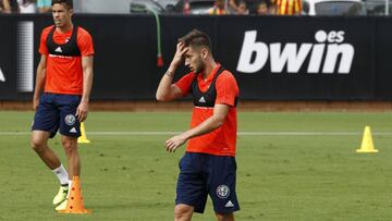 Álvaro Medrán en su último entrenamiento el pasado miércoles con el Valencia.