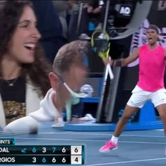 La eufórica reacción al triunfo de Nadal, su hermana, Moyá y Meri... y la sorprendente de Kyrgios