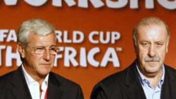<b>ESTILO. </b>Marcelo Lippi y Vicente del Bosque son los únicos campeones de Europa y del Mundo.