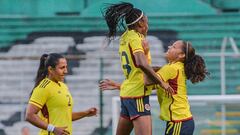 Jugadoras de la Selección Colombia Femenina en amistoso contra Paraguay.
