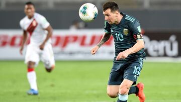 Soccer Football - FIFA World Cup 2022 South American Qualifiers - Peru v Argentina - Estadio Nacional, Lima, Peru - November 17, 2020  Argentina&#039;s Lionel Messi in action  Ernesto Benavides/Pool via REUTERS