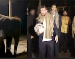 Messi le da un pase a un elefante en su visita a la India