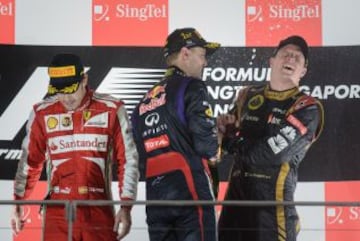 Fernando Alonso, Sebastian Vettel y Kimi Raikkonen.