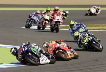 Jorge Lorenzo, Marc Márquez y Valentino Rossi. 