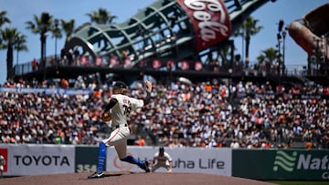 SAN FRANCISCO, CALIFORNIA - JUNE 16: Spencer Bivens #76 of the San Francisco Giants throws a pitch against the Los Angeles Angels in the second inning at Oracle Park on June 16, 2024 in San Francisco, California. Eakin Howard/Getty Images/AFP (Photo by Eakin Howard / GETTY IMAGES NORTH AMERICA / Getty Images via AFP)