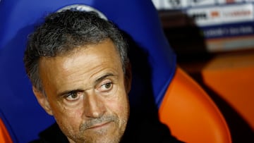 Soccer Football - Ligue 1 - Montpellier v Paris St Germain - Stade de la Mosson, Montpellier, - March 17, 2024 Paris St Germain coach Luis Enrique looks on REUTERS/Stephane Mahe