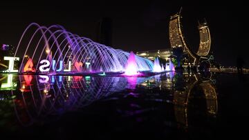 A picture taken on November 12, 2022 shows the Katara Towers in Lusail, ahead of the FIFA 2022 football World Cup.
Giuseppe CACACE / AFP (Photo by Giuseppe CACACE / AFP)