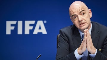 Gianni Infantino, presidente de la FIFA, durante una rueda de prensa de la FIFA.