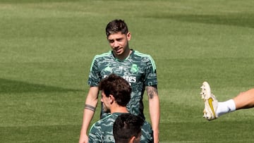 Fede Valverde, en la sesión de este martes en Valdebebas.