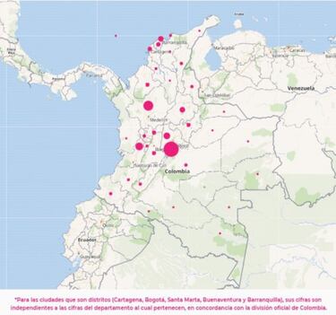 Mapa de casos y muertes por coronavirus por departamentos en Colombia: hoy, 7 de septiembre