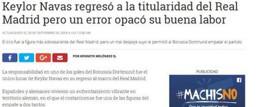 La prensa de Costa Rica critica el error de Keylor Navas