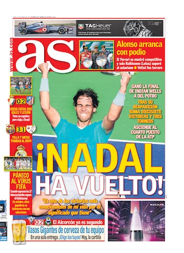 Rafa Nadal a través de las portadas de As
