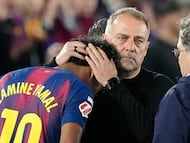 The Barcelona head coach was pressed on a suspected hamstring injury to Yamal during a victory over Celta Vigo.