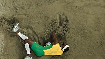 Jamaica's Carey Mcleod competes in the men's long jump final during the World Athletics Championships at the National Athletics Centre in Budapest on August 24, 2023. (Photo by Andrej ISAKOVIC / AFP)