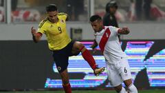 El delantero colombiano, Radamel Falcao, durante el Per&uacute; 1-1 Colombia.