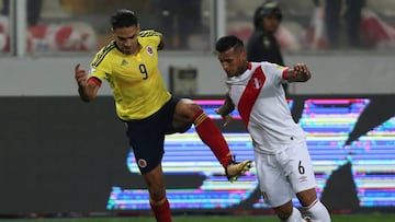 El delantero colombiano, Radamel Falcao, durante el Per&uacute; 1-1 Colombia.