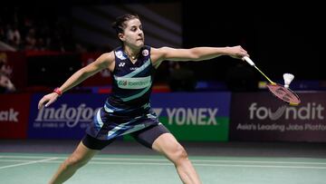 Jakarta (Indonesia), 06/06/2024.- Carolina Marin of Spain in action during the women's single round of 16 match against Wen Chi Hsu of Taiwan at the Kapal Api Badminton Indonesia Open in Jakarta, Indonesia, 06 June 2024. (España) EFE/EPA/BAGUS INDAHONO
