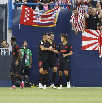 Los jugadores del Atlético de Madrid celebran el 0-1 de Vitolo al Leganés. 