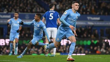 Foden celebra su gol contra el Everton.