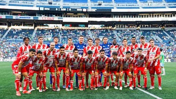 Aug 4, 2024; Seattle, Washington, USA; Necaxa players pose for a photo before a game against the Seattle Sounders FC at Lumen Field. Mandatory Credit: Joe Nicholson-USA TODAY Sports