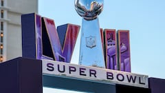 Part of a Super Bowl LVIII display is shown on the Las Vegas Strip in front of Caesars Palace on February 03, 2024 in Las Vegas, Nevada.