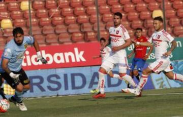 Futbol, Union EspaÃ±ola vs Universidad de Chile. Duodecima fecha campeonato de Apertura 2016/17.
El jugador de Universidad de Chile Gaston Fernandez, derecha, convierte un gol contra Union EspaÃ±ola durante el partido de primera division en el estadio Santa Laura de Santiago, Chile.
19/11/2016
Martin Thomas/Photosport*************

Football, Union EspaÃ±ola vs Universidad de Chile. Twelve date, Aperture Championship 2016/17.
Universidad de Chile's player Gaston Fernandez, right, scores against Union EspaÃ±ola during the first division football match held at the Santa Laura stadium in Santiago, Chile.
19/11/2016
Martin Thomas/Photosport