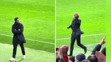 Vamos descubriendo qué tipo de míster es: Xabi y Simeone, justo en el momento del 2-1 del Atleti