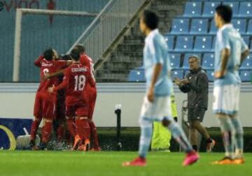 Los jugadores del Sevilla celebrando un gol 