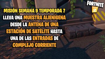 &iquest;D&oacute;nde encontrar una muestra alien&iacute;gena en una antena de una estaci&oacute;n de sat&eacute;lite y c&oacute;mo llevarla hasta Complejo Corriente en Fortnite?