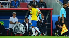 Marcelo limps off with back spasm in Serbia v Brazil
