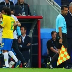 Marcelo limps off with back spasm in Serbia v Brazil