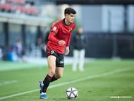 Hugo Novoa, durante la disputa del partido ante el Castellón en Anduva.