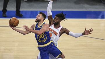 Stephen Curry, durante el partido de la NBA que ha enfrentado a New York Knicks y Golden State Warriors.
