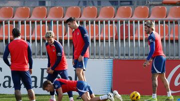 Morata, en la sesión del Atlético con Memphis, Griezmann, Llorente y De Paul.