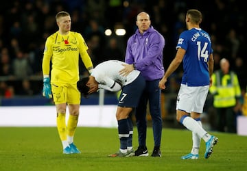 The Everton player fractured severely fractured his ankle after a challenge with Tottenham’s Heung-Min Son, who was left devestated by the incident.